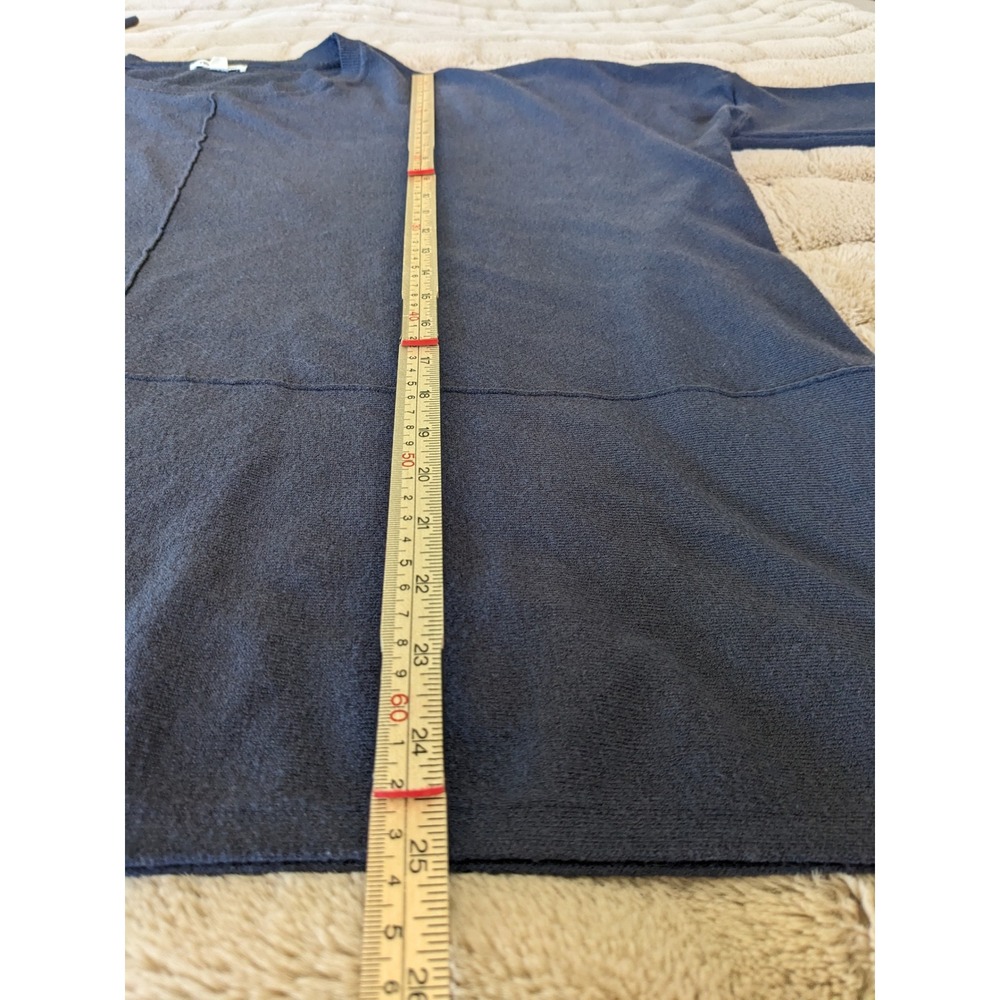 Tea N Rose Navy Blue Oversized Crewneck Sweater Exposed Seam Lightweight Large - Picture 8 of 8